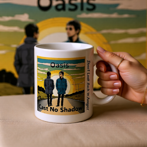 Oasis Inspired “Cast No Shadow” Mug – Iconic Britpop Lyric Coffee Cup for Oasis Fans