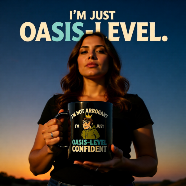 Oasis Attitude Mug, Double-Sided Liam Gallagher Inspired Coffee Cup, Funny Britpop Gift for Music Fans