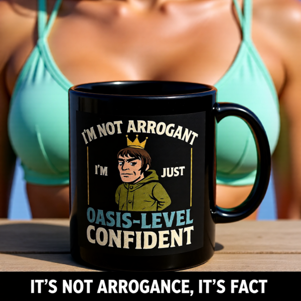 Oasis Attitude Mug, Double-Sided Liam Gallagher Inspired Coffee Cup, Funny Britpop Gift for Music Fans