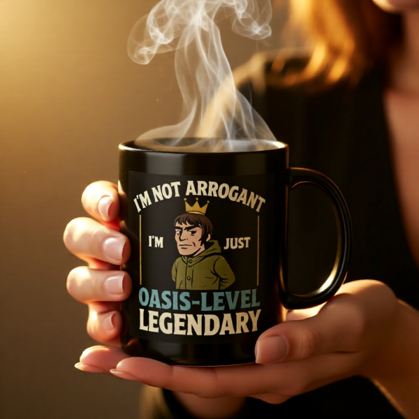 Oasis Attitude Mug, Double-Sided Liam Gallagher Inspired Coffee Cup, Funny Britpop Gift for Music Fans