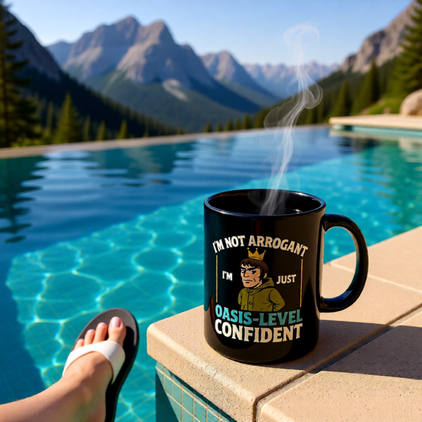 Oasis Attitude Mug, Double-Sided Liam Gallagher Inspired Coffee Cup, Funny Britpop Gift for Music Fans