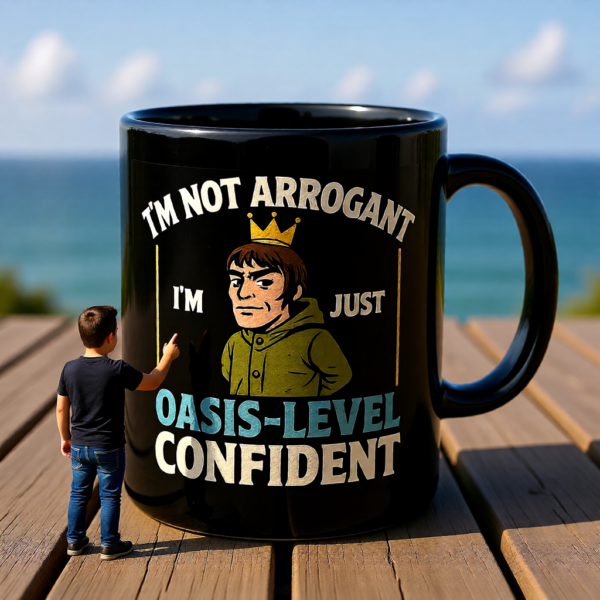 Oasis Attitude Mug, Double-Sided Liam Gallagher Inspired Coffee Cup, Funny Britpop Gift for Music Fans