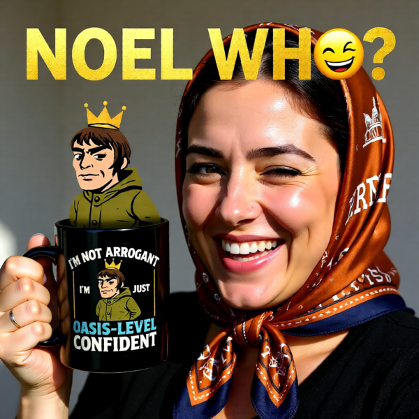 Oasis Attitude Mug, Double-Sided Liam Gallagher Inspired Coffee Cup, Funny Britpop Gift for Music Fans