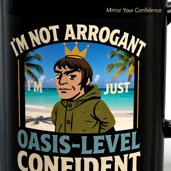 Oasis Attitude Mug, Double-Sided Liam Gallagher Inspired Coffee Cup, Funny Britpop Gift for Music Fans