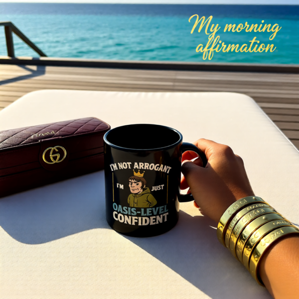 Oasis Attitude Mug, Double-Sided Liam Gallagher Inspired Coffee Cup, Funny Britpop Gift for Music Fans