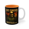 Inspirational Coffee Mug, Live Forever Quote Mug, Motivational Gift, Black Mug, Unique Drinkware, Office Décor, Coffee Lover Gift