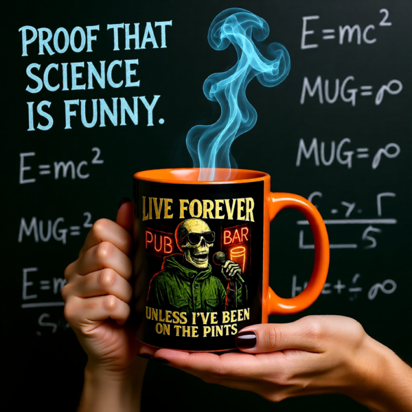Inspirational Coffee Mug, Live Forever Quote Mug, Motivational Gift, Black Mug, Unique Drinkware, Office Décor, Coffee Lover Gift