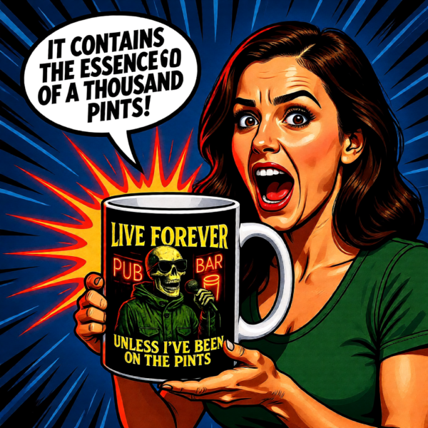 Inspirational Coffee Mug, Live Forever Quote Mug, Motivational Gift, Black Mug, Unique Drinkware, Office Décor, Coffee Lover Gift