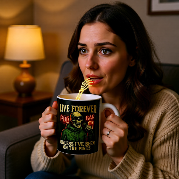 Inspirational Coffee Mug, Live Forever Quote Mug, Motivational Gift, Black Mug, Unique Drinkware, Office Décor, Coffee Lover Gift