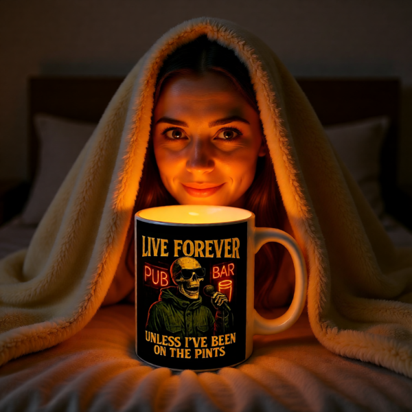 Inspirational Coffee Mug, Live Forever Quote Mug, Motivational Gift, Black Mug, Unique Drinkware, Office Décor, Coffee Lover Gift