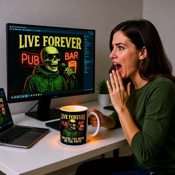 Inspirational Coffee Mug, Live Forever Quote Mug, Motivational Gift, Black Mug, Unique Drinkware, Office Décor, Coffee Lover Gift