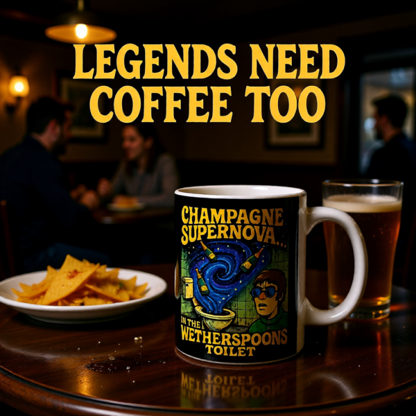 20251214201649-1f0d929d-2a3b-6322-958d-dae37e644721.png Champagne Supernova Mug, Coffee Cup for Music Lovers, Gift, Tea Mug, Birthday, Inspirational Kitchenware, Fun Drinkware