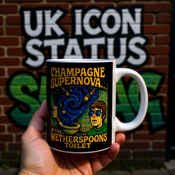 20251214201650-1f0d929d-2b42-6dc4-aa1a-025f3c274b71.png Champagne Supernova Mug, Coffee Cup for Music Lovers, Gift, Tea Mug, Birthday, Inspirational Kitchenware, Fun Drinkware