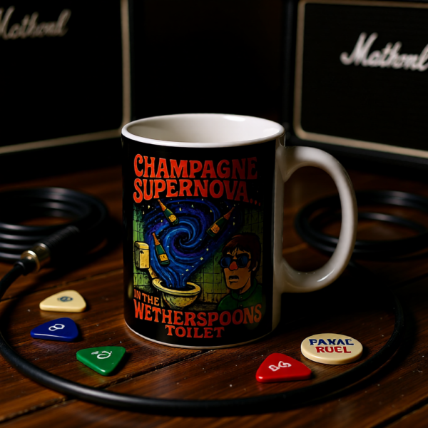 20251214201650-1f0d929d-2b4c-62e8-9d54-5a668d627bd0.png Champagne Supernova Mug, Coffee Cup for Music Lovers, Gift, Tea Mug, Birthday, Inspirational Kitchenware, Fun Drinkware