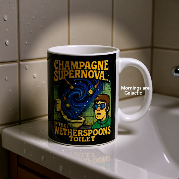20251214201650-1f0d929d-2c30-61e6-a3da-42bd9d6d822f.png Champagne Supernova Mug, Coffee Cup for Music Lovers, Gift, Tea Mug, Birthday, Inspirational Kitchenware, Fun Drinkware