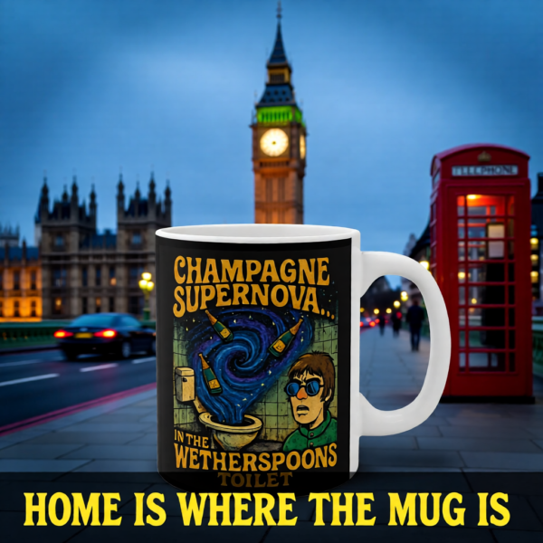 20251214201650-1f0d929d-2d35-62a8-be27-02b4a574f917.png Champagne Supernova Mug, Coffee Cup for Music Lovers, Gift, Tea Mug, Birthday, Inspirational Kitchenware, Fun Drinkware