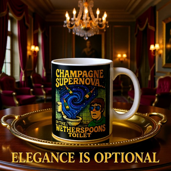 20251214201650-1f0d929d-2d63-6bda-ae5b-f28aeec02542.png Champagne Supernova Mug, Coffee Cup for Music Lovers, Gift, Tea Mug, Birthday, Inspirational Kitchenware, Fun Drinkware