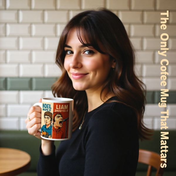 Oasis Inspired “Noel Wrote It, Liam Shouted It” Mug – Funny Britpop Coffee Cup for Oasis Fans