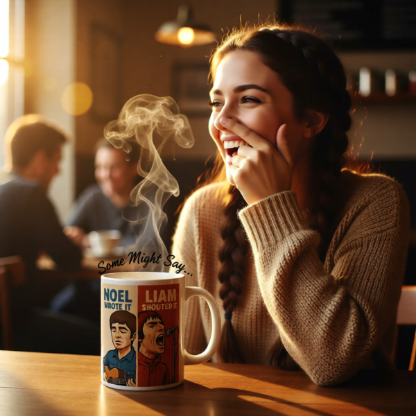 Oasis Inspired “Noel Wrote It, Liam Shouted It” Mug – Funny Britpop Coffee Cup for Oasis Fans