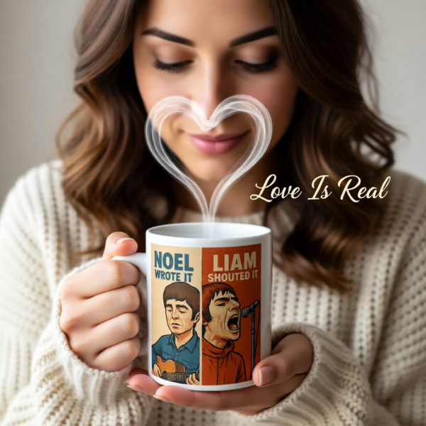 Oasis Inspired “Noel Wrote It, Liam Shouted It” Mug – Funny Britpop Coffee Cup for Oasis Fans