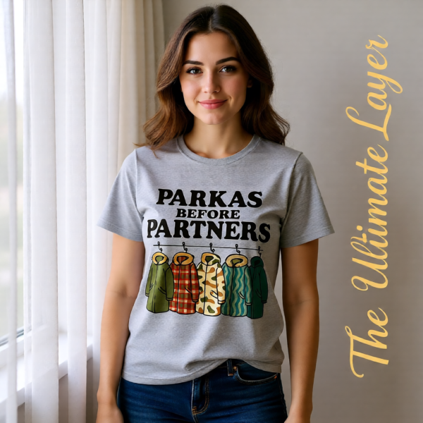 Oasis Inspired “Parkas Before Partners” T-Shirt – Funny Britpop Fan Tee for Oasis Lovers
