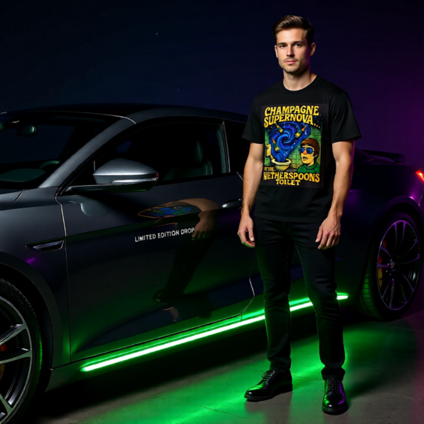 Champagne Supernova T-Shirt, Retro Graphic Tee, Unisex Casual Wear, Gifts for Music Lovers, Festival Apparel, Unique Humor Shirt