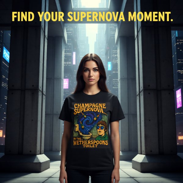 Champagne Supernova T-Shirt, Retro Graphic Tee, Unisex Casual Wear, Gifts for Music Lovers, Festival Apparel, Unique Humor Shirt
