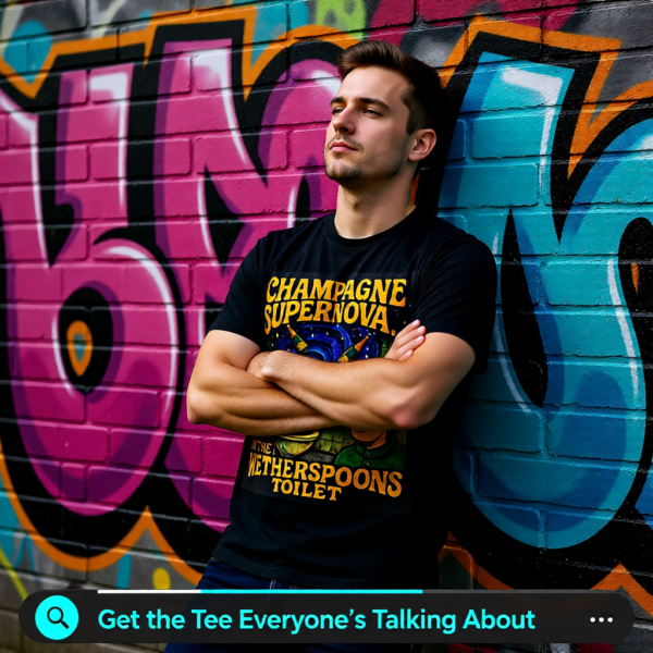 Champagne Supernova T-Shirt, Retro Graphic Tee, Unisex Casual Wear, Gifts for Music Lovers, Festival Apparel, Unique Humor Shirt