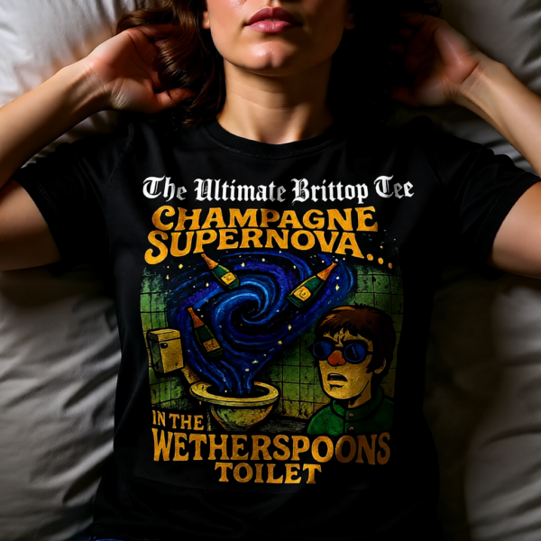 Champagne Supernova T-Shirt, Retro Graphic Tee, Unisex Casual Wear, Gifts for Music Lovers, Festival Apparel, Unique Humor Shirt