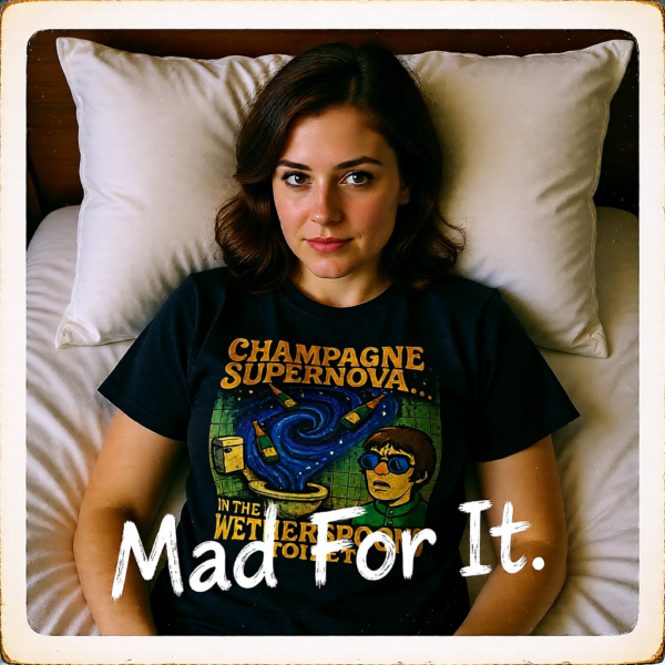 Champagne Supernova T-Shirt, Retro Graphic Tee, Unisex Casual Wear, Gifts for Music Lovers, Festival Apparel, Unique Humor Shirt