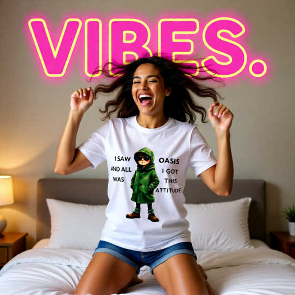 20251214213045-1f0d9342-6b6d-675a-b6b1-2ad8edd8bfb8.png Oasis Inspired “I Saw Oasis and All I Got Was This Attitude” T-Shirt – Funny Britpop Fan Tee