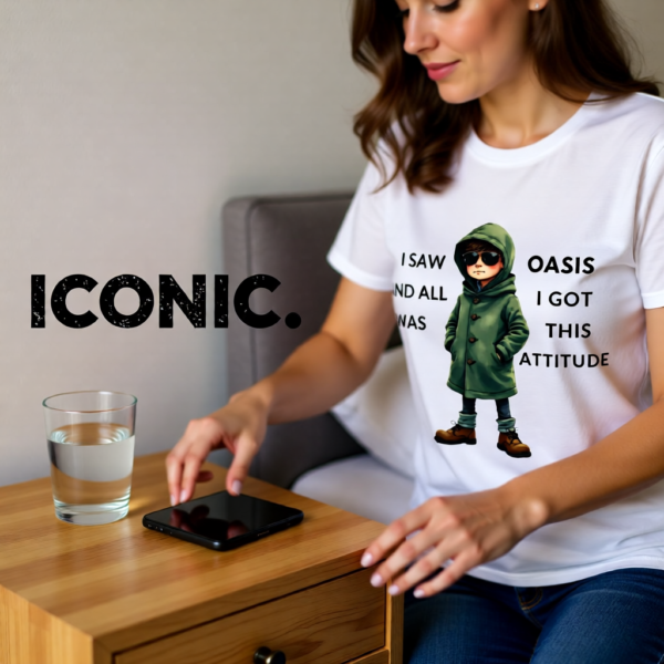 20251214213046-1f0d9342-6d32-64e6-9a20-42bd9d6d822f.png Oasis Inspired “I Saw Oasis and All I Got Was This Attitude” T-Shirt – Funny Britpop Fan Tee