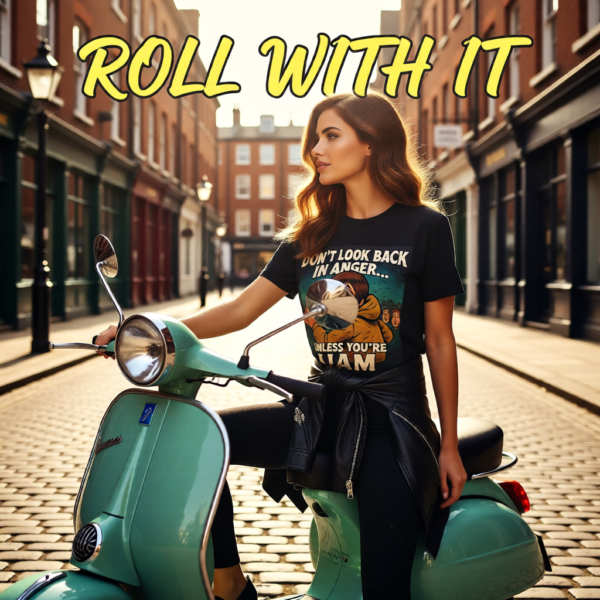 20251214213834-1f0d9353-e390-6956-b8e2-c241ef8f36f6.png Oasis Inspired Funny Britpop T-Shirt – Don’t Look Back In Anger Unless You’re Liam