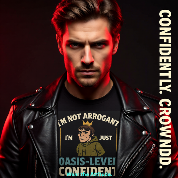 20251215094308-1f0d99a7-6894-609a-b1d4-7a5f1ca2f4dd.png Funny Oasis Inspired T-Shirt – I’m Not Arrogant, I’m Just Oasis Level Confident