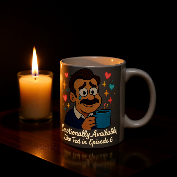 20251220110139-1f0dd934-2ad5-6f7a-97d9-a2aa01df917b.png Emotionally Available, Like Ted in Episode 6 | Funny Ted Lasso Mug | Wholesome Gift for Fans