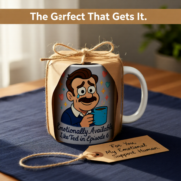 20251220110140-1f0dd934-2f29-60fe-842e-8a76796ab26a.png Emotionally Available, Like Ted in Episode 6 | Funny Ted Lasso Mug | Wholesome Gift for Fans