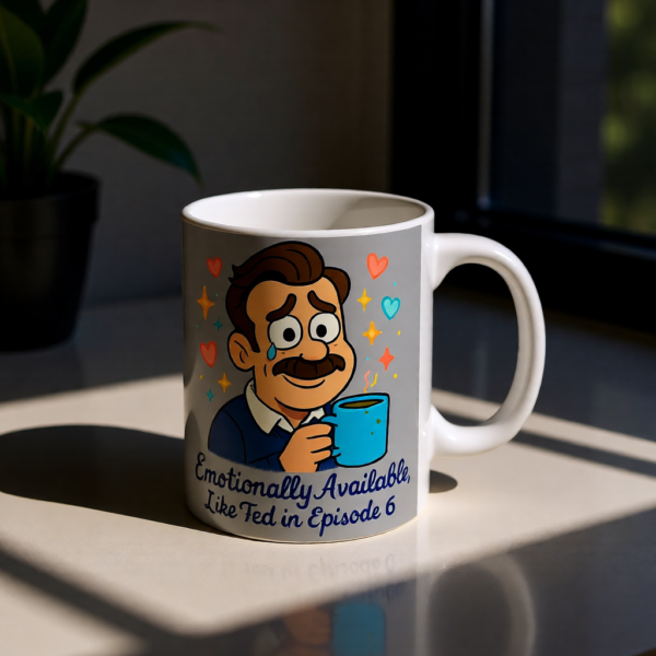 20251220110140-1f0dd934-3045-6f3c-852d-7e6f07a46699.png Emotionally Available, Like Ted in Episode 6 | Funny Ted Lasso Mug | Wholesome Gift for Fans