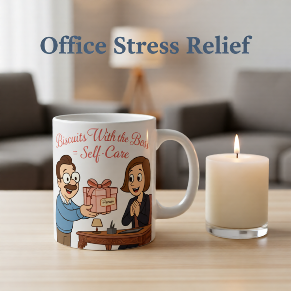 20251221094405-1f0de519-6eed-662c-a77f-d20ad5d94194.png Biscuits With the Boss = Self-Care | Ted Lasso Mug | Cozy Feel-Good Morning Cup