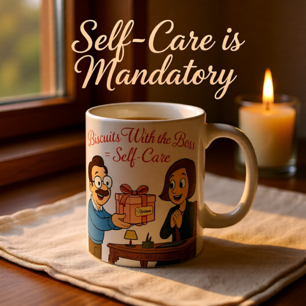 20251221094405-1f0de519-6fbf-667c-84fb-8a76796ab26a.png Biscuits With the Boss = Self-Care | Ted Lasso Mug | Cozy Feel-Good Morning Cup