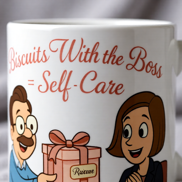 20251221094405-1f0de519-71d4-646c-a642-d20ad5d94194.png Biscuits With the Boss = Self-Care | Ted Lasso Mug | Cozy Feel-Good Morning Cup