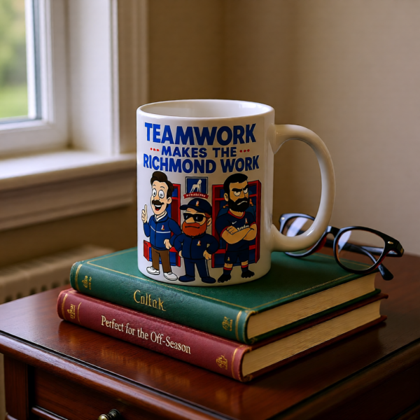 20251225091725-1f0e1728-6ed6-6652-a333-8afc922fe341.png Teamwork Makes the Richmond Work | Ted Lasso Mug | AFC Richmond Cartoon Coffee Cup