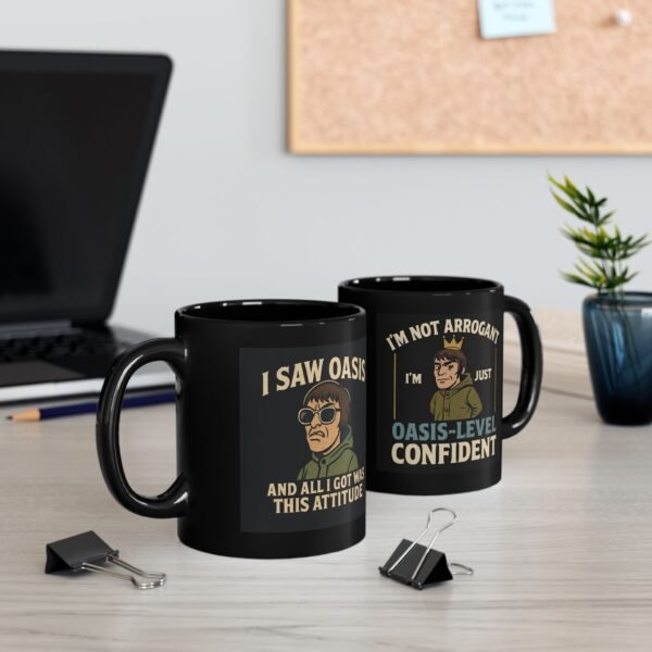 Oasis Attitude Mug, Double-Sided Liam Gallagher Inspired Coffee Cup, Funny Britpop Gift for Music Fans