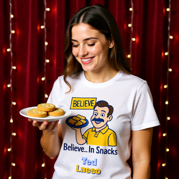 20251215103932-1f0d9a25-7457-6a3e-9612-5a13f6c7c679-1.png Ted Lasso Inspired “Believe… In Snacks” T-Shirt, Funny TV Show Quote Tee, Positive Vibes Shirt, Gift for Fans