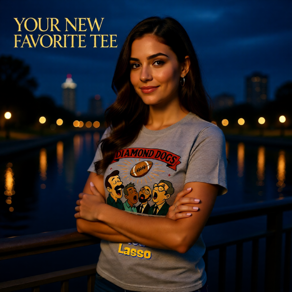 20251215110416-1f0d9a5c-c163-6120-8147-a22680812bf8.png Ted Lasso Inspired Diamond Dogs T-Shirt “Bark First, Talk Feelings Later”, Funny TV Show Quote Tee, Gift for Fans