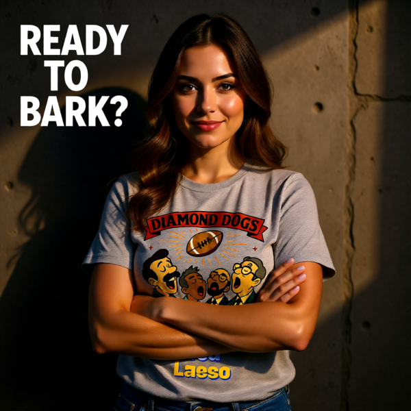 20251215110417-1f0d9a5c-c68a-6e96-9971-dee4efff3a14.png Ted Lasso Inspired Diamond Dogs T-Shirt “Bark First, Talk Feelings Later”, Funny TV Show Quote Tee, Gift for Fans