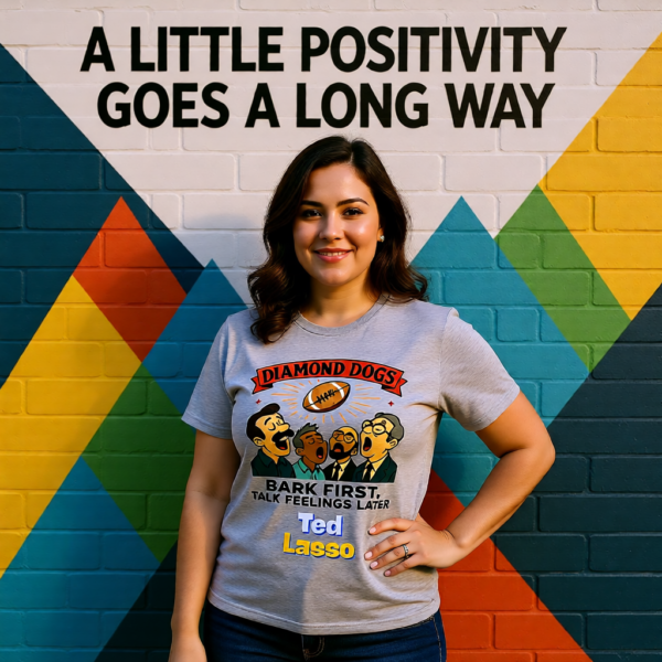 20251215110417-1f0d9a5c-c71b-687e-ac49-5a5f6c76db2d.png Ted Lasso Inspired Diamond Dogs T-Shirt “Bark First, Talk Feelings Later”, Funny TV Show Quote Tee, Gift for Fans