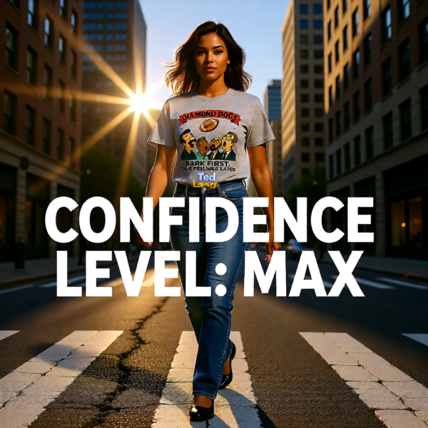 20251215110417-1f0d9a5c-c750-6844-b4a0-56e9dd92b181.png Ted Lasso Inspired Diamond Dogs T-Shirt “Bark First, Talk Feelings Later”, Funny TV Show Quote Tee, Gift for Fans