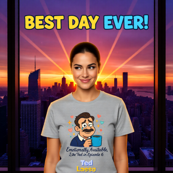 Ted Lasso Inspired “Emotionally Available, Like Ted in Episode 6” T-Shirt, Funny TV Quote Tee, Gift for Fans