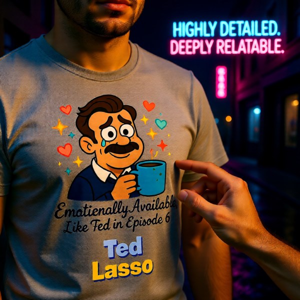 Ted Lasso Inspired “Emotionally Available, Like Ted in Episode 6” T-Shirt, Funny TV Quote Tee, Gift for Fans
