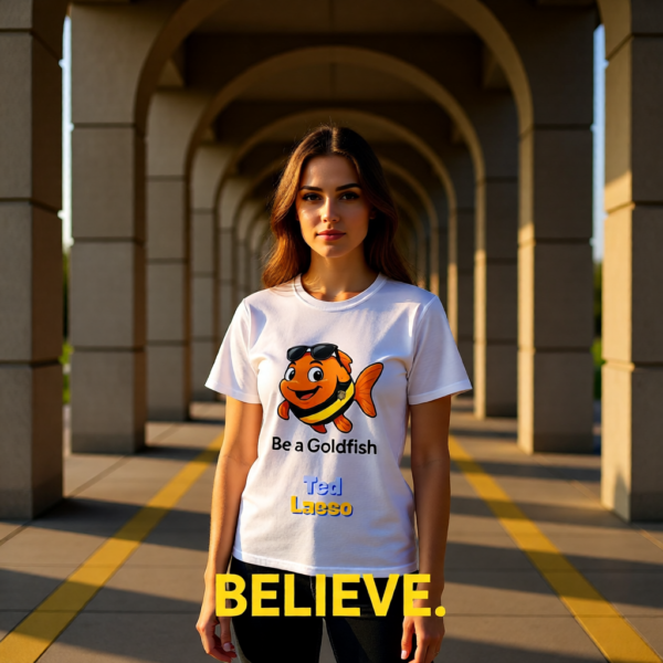 20251215112953-1f0d9a96-0782-624e-a6ee-025e4b279062-1.png Ted Lasso Inspired “Be a Goldfish” T-Shirt, Motivational TV Show Quote Tee, Positive Mindset Shirt, Gift for Fans